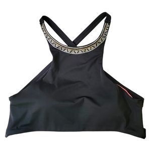 Victoria's Secret Boho Strappy Back Black Studded Swim Bikini Top Large